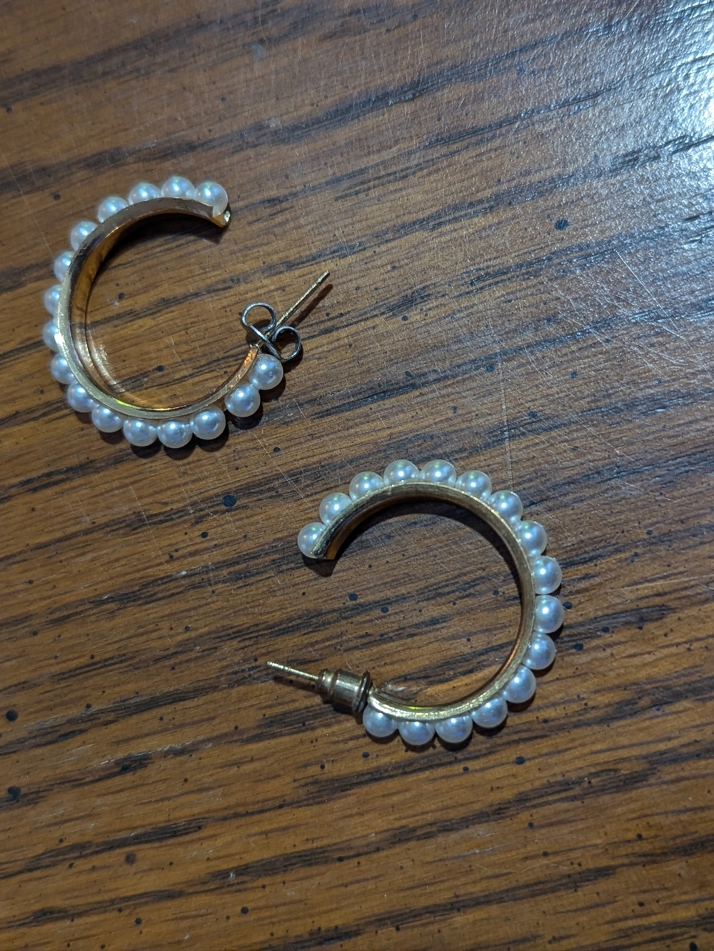 Gold Pearl Hoop Earrings - Classic Women Jewelry